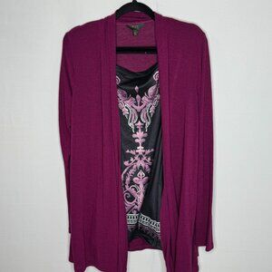 Tank Top with Cardigan Outfit 2X Black & Purple